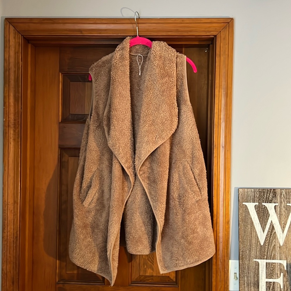 Tan fuzzy vest